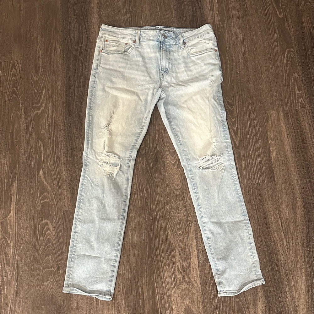 American Eagle Outfitters Faded Blue Ripped Slim Jeans